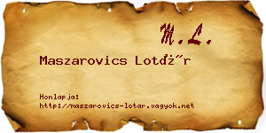 Maszarovics Lotár névjegykártya
